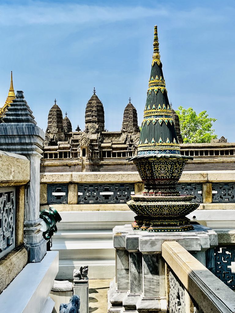 Classical buildings of Emerald Buddha Temple.  Bangkok, Thailand.