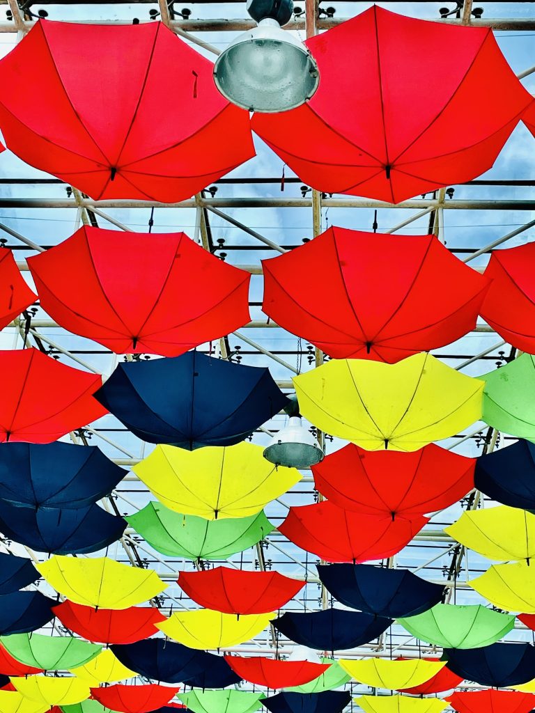 Umbrellas as roof design. From Lulu Mall, Kochi, Kerala.