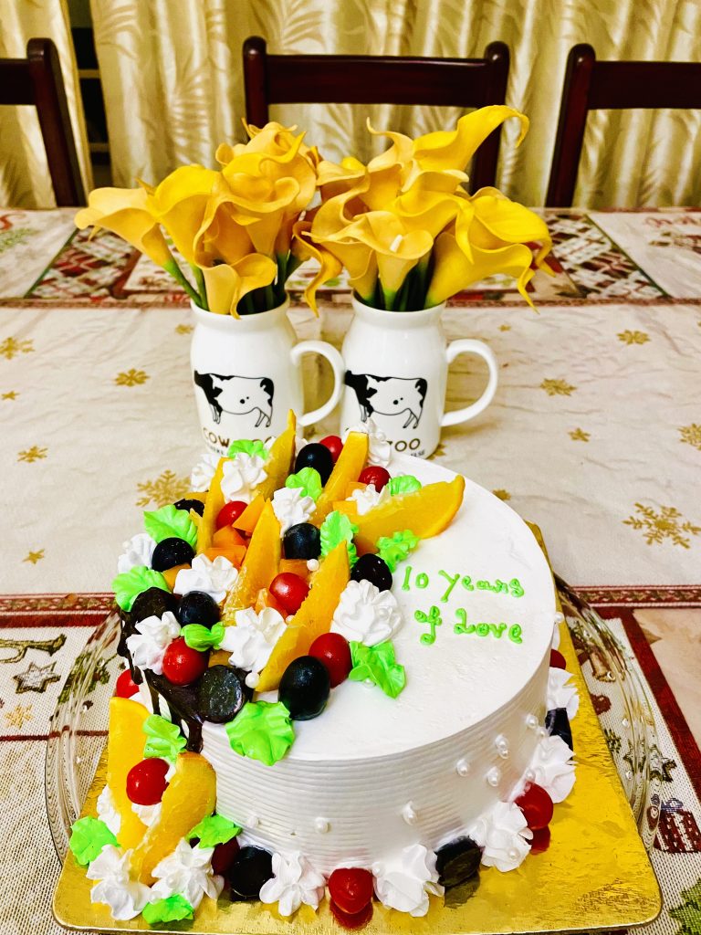 A wedding anniversary cake