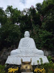 A statue of Buddha on the marble montain in Danang city of Vietnam.
