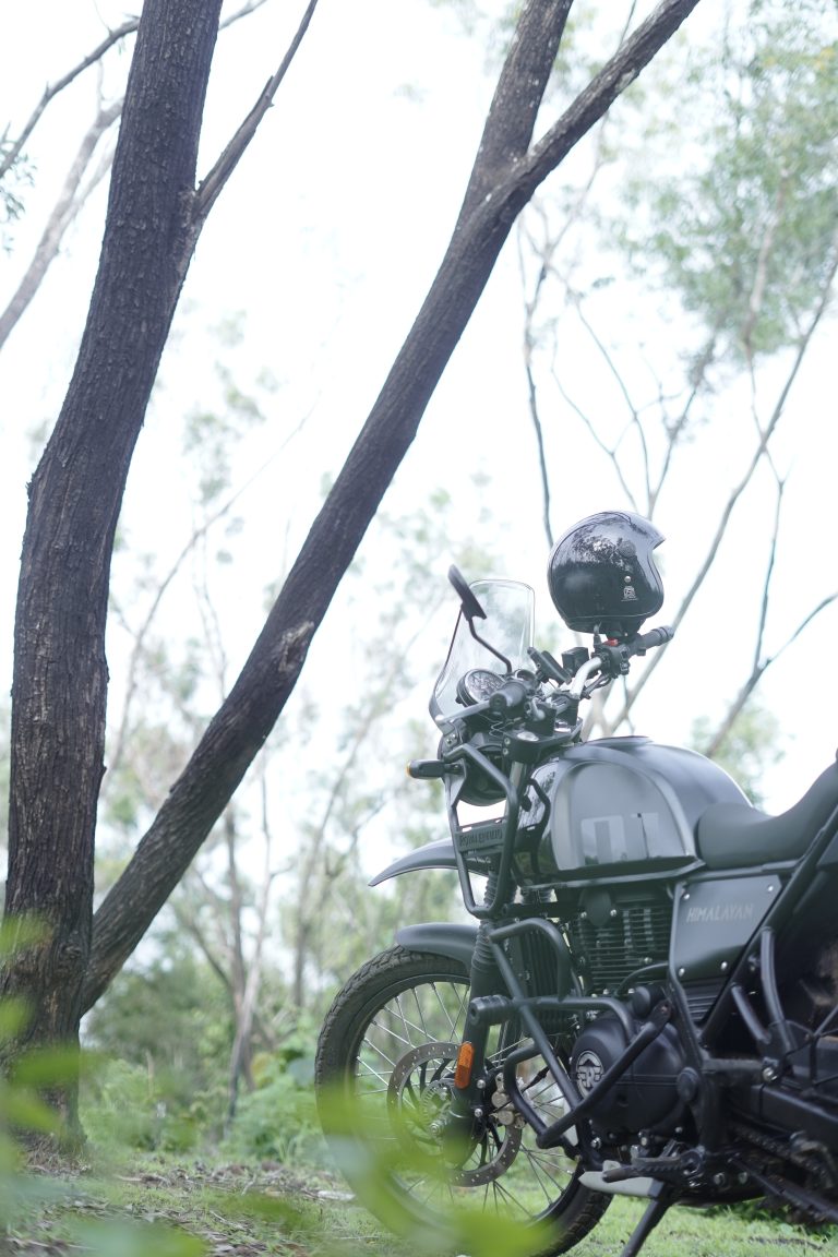 Motorcycle parking at forest