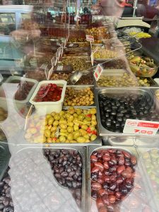 Olives shop in Arapiles Food Market, in Madrid
