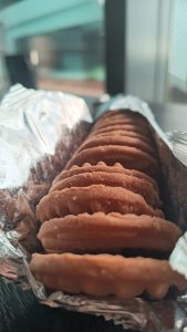 Close-up view of biscuits in its packet.