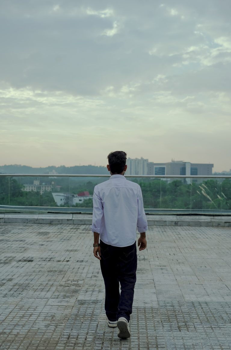 A man walking into sky, taken from cyberpark, kozhikode