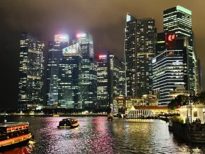 Night view of Marina Bay area.