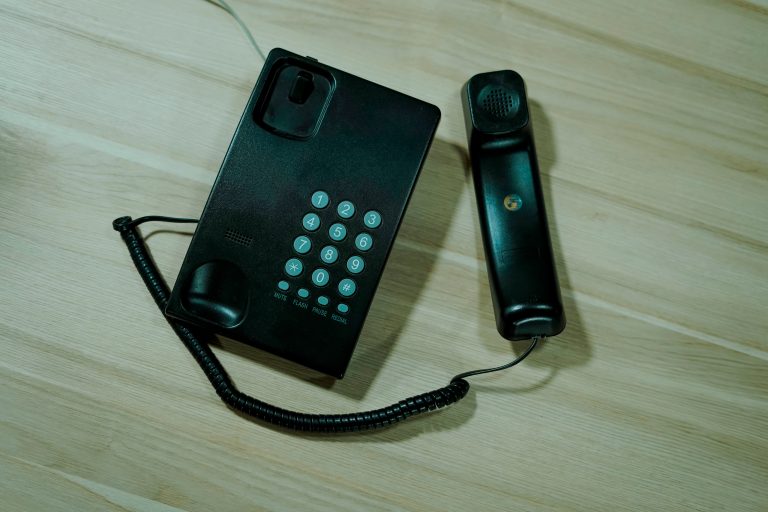 Simple modern push-button telephone.