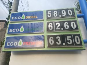 A picture of gas prices in Iloilo, Philippines. 