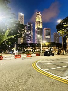 Tall buildings and clean road in Singapore 