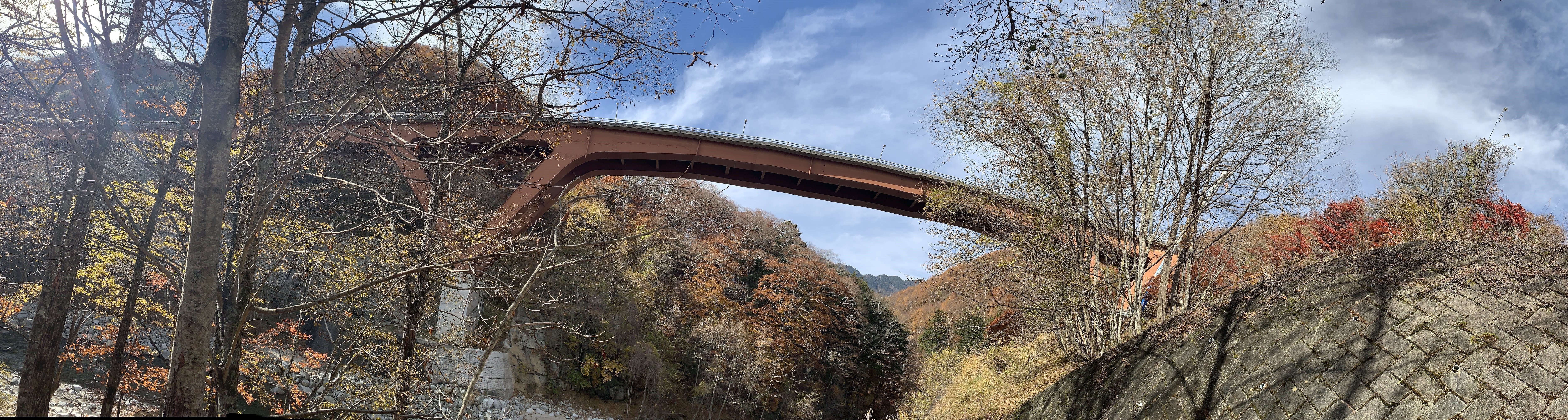 Autumn leaves and overpass in Koshu City, Yamanashi