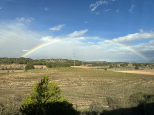  Rainbow. Photograph taken on the way to WordCamp Madrid 2023 from the train I was traveling on.
