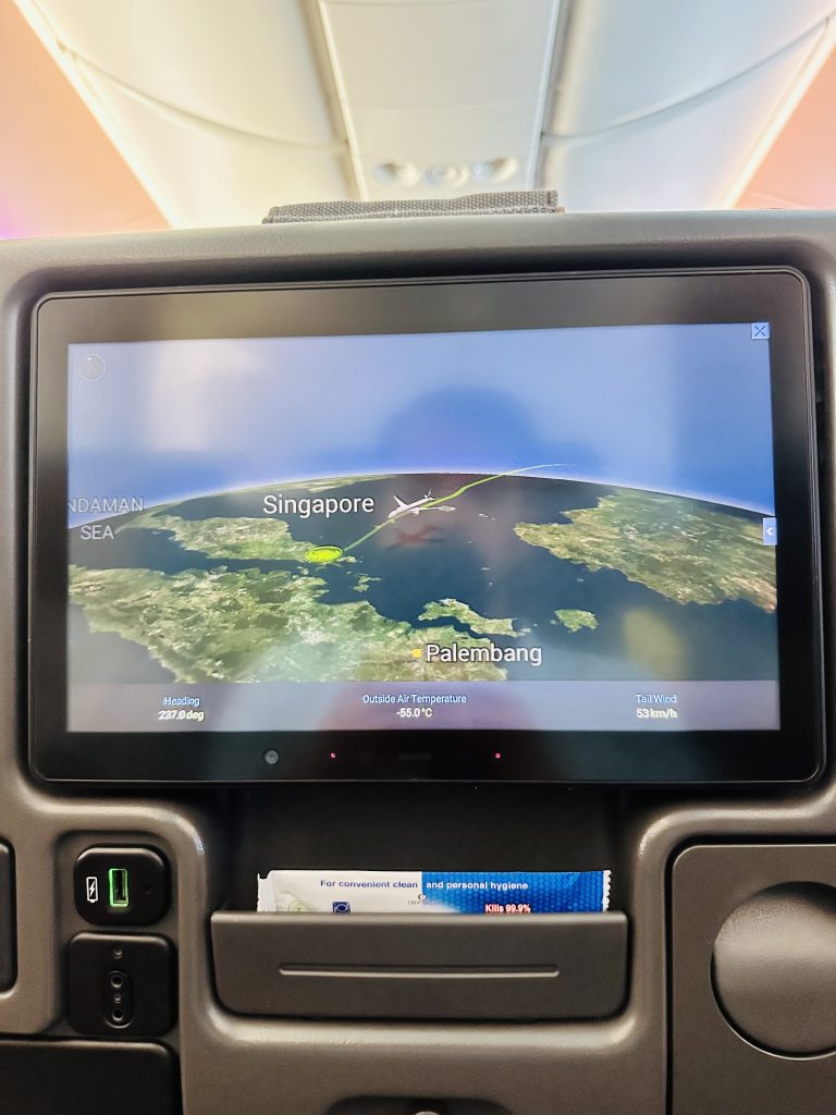 Screen inside the seat of Airplane.