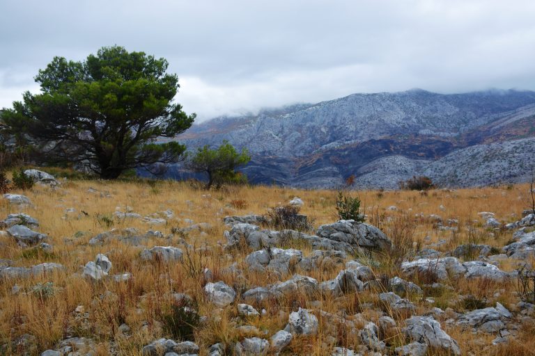 A summer morning view of Perun mountains, Split, Croatia.