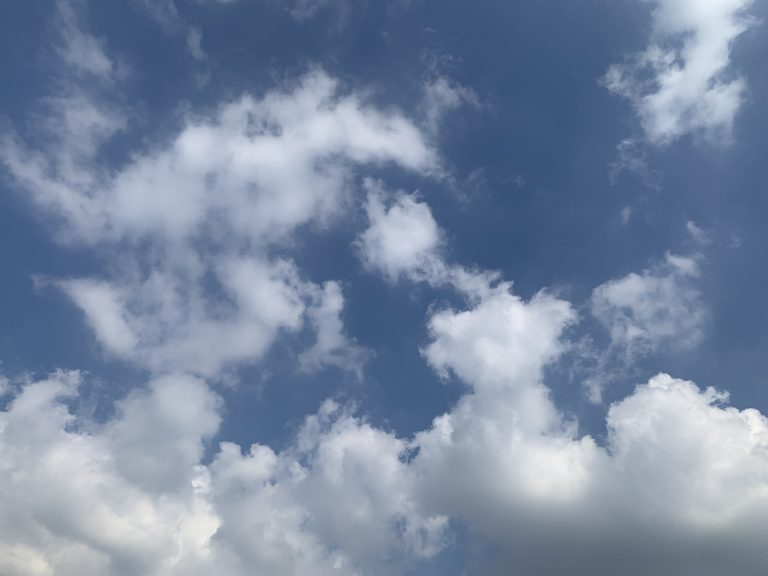 lovely view of the blue sky with fluffy clouds.