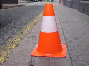 Bright orange traffic cone