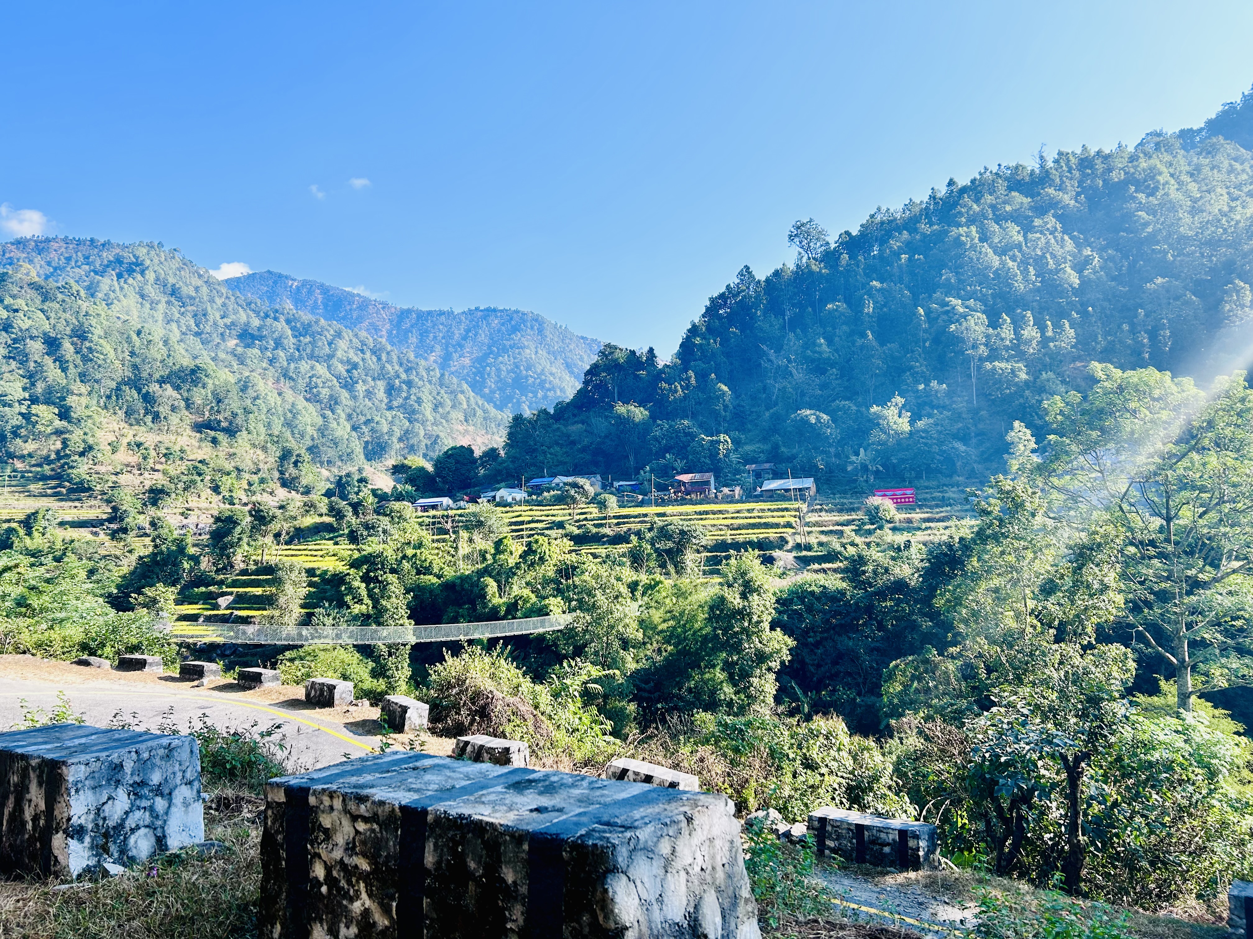 Small village near to the jungle and incredible Suspension bridge in TriBhuvan Rajpath!