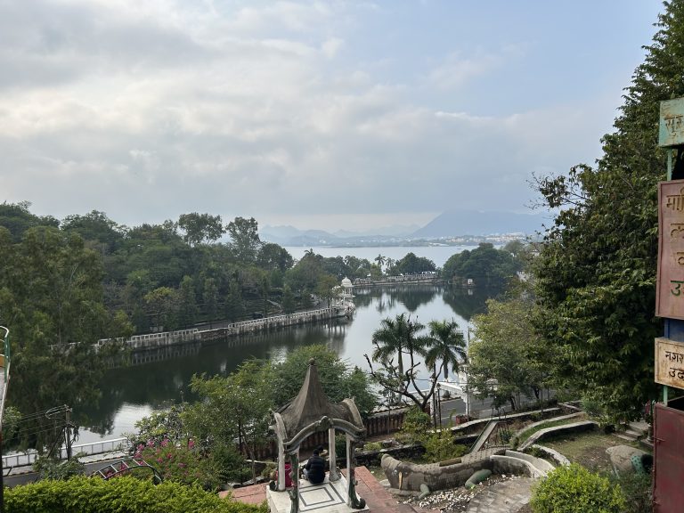 The view in Udaipur, India is currently obscured by clouds.