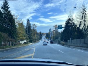 Beautiful and clean highway view in North Vancouver to East Vancouver, Canada