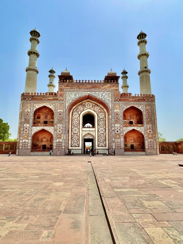 The inside view of the entrance of Mughal emperor Akbar’s tomb. Located in Agra, India