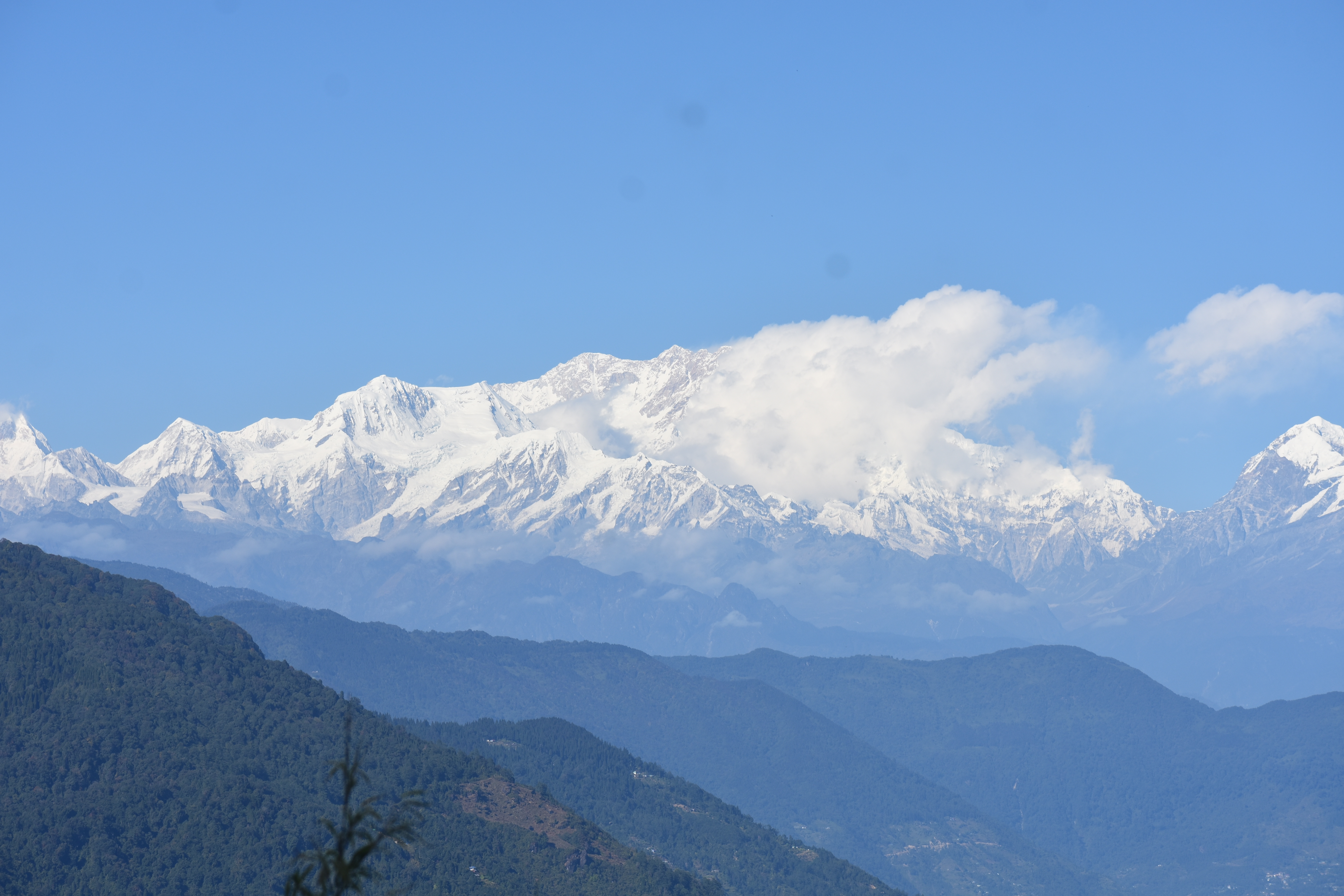 Kanchenjunga is a mountain peak in the Himalayas.