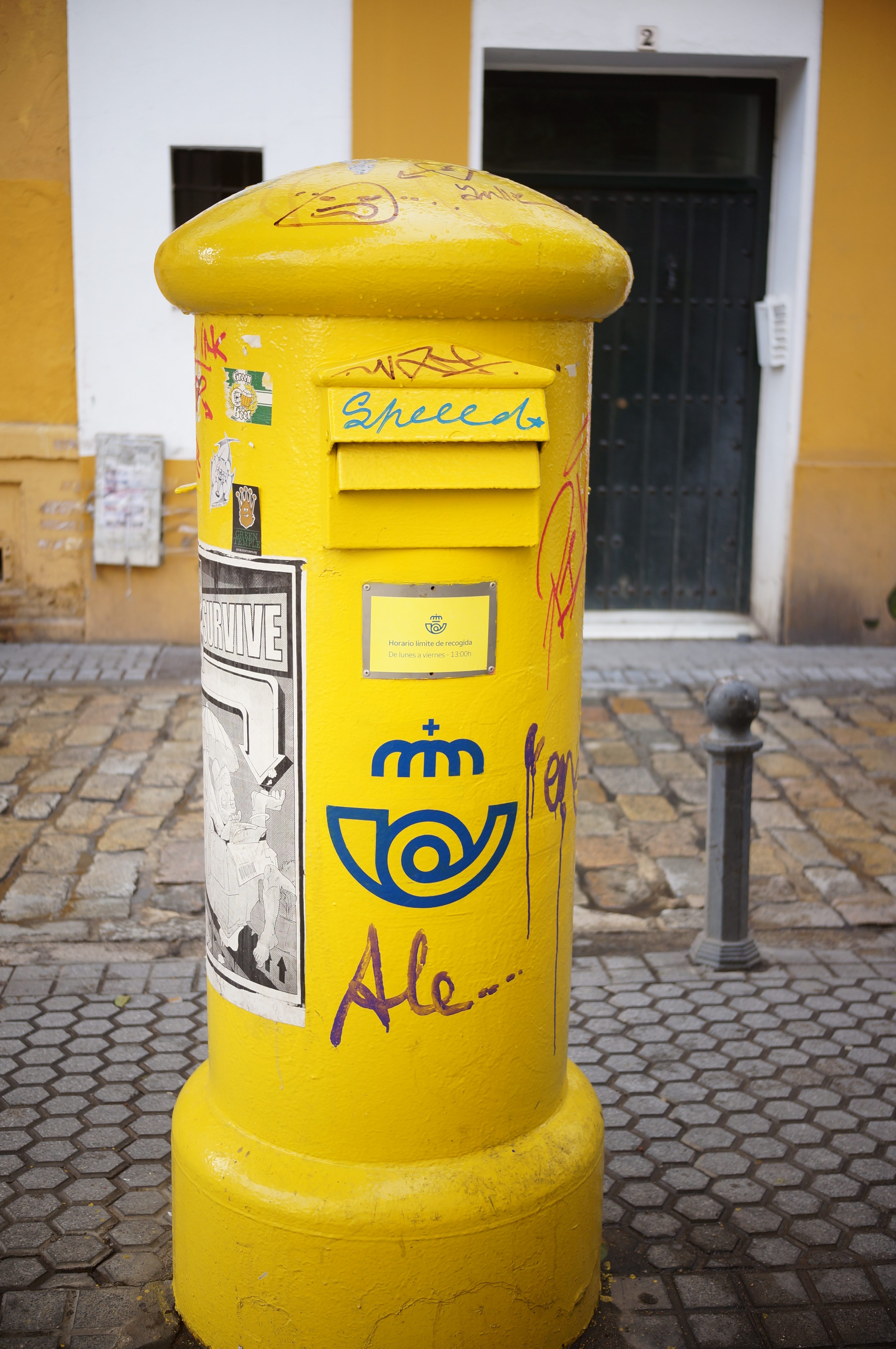 Classic yellow mailbox