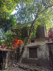 In Cox's Bazar, Chittagong, there is an aged brick house located with trees in the front.