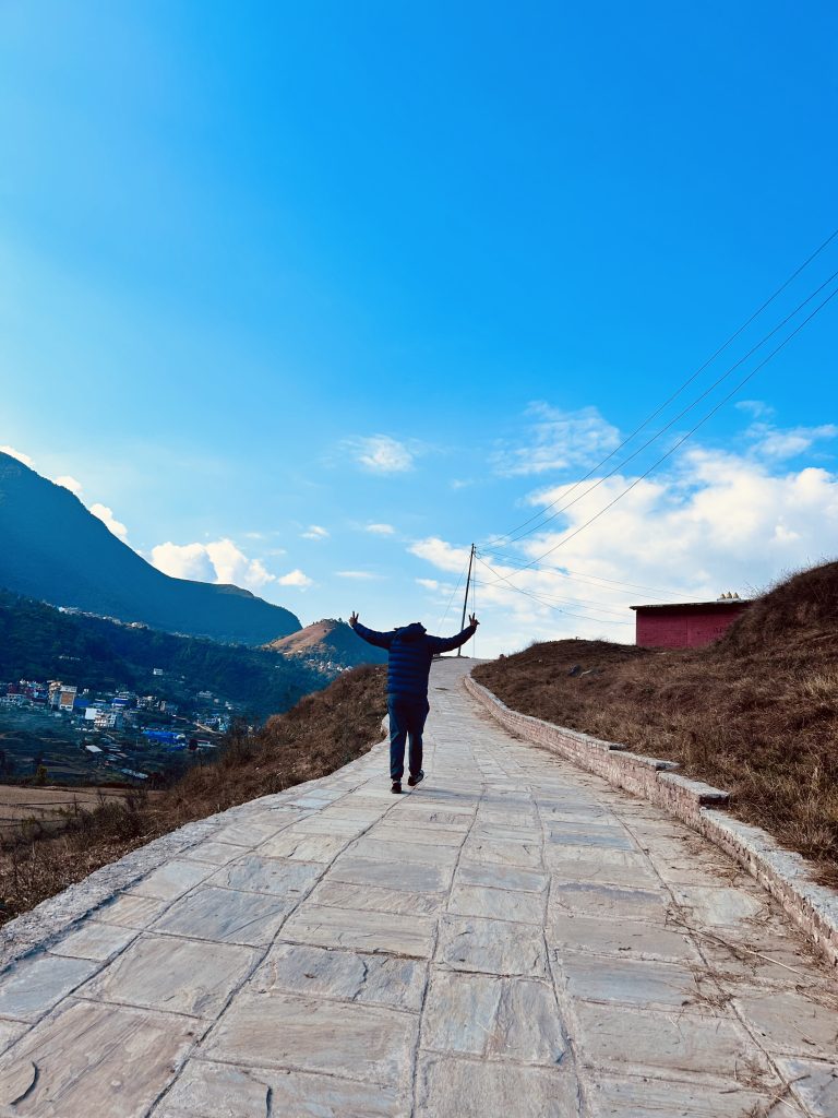 A man walking in a dancing mood!