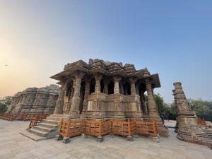 Ancient Modhera Sun Temple during the sunset time. From Gujarat, India