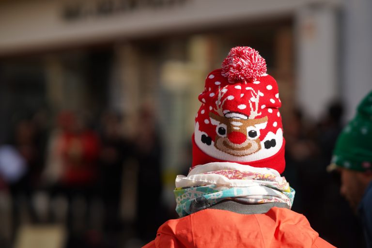 Christamas hat with a reindeer looking at you