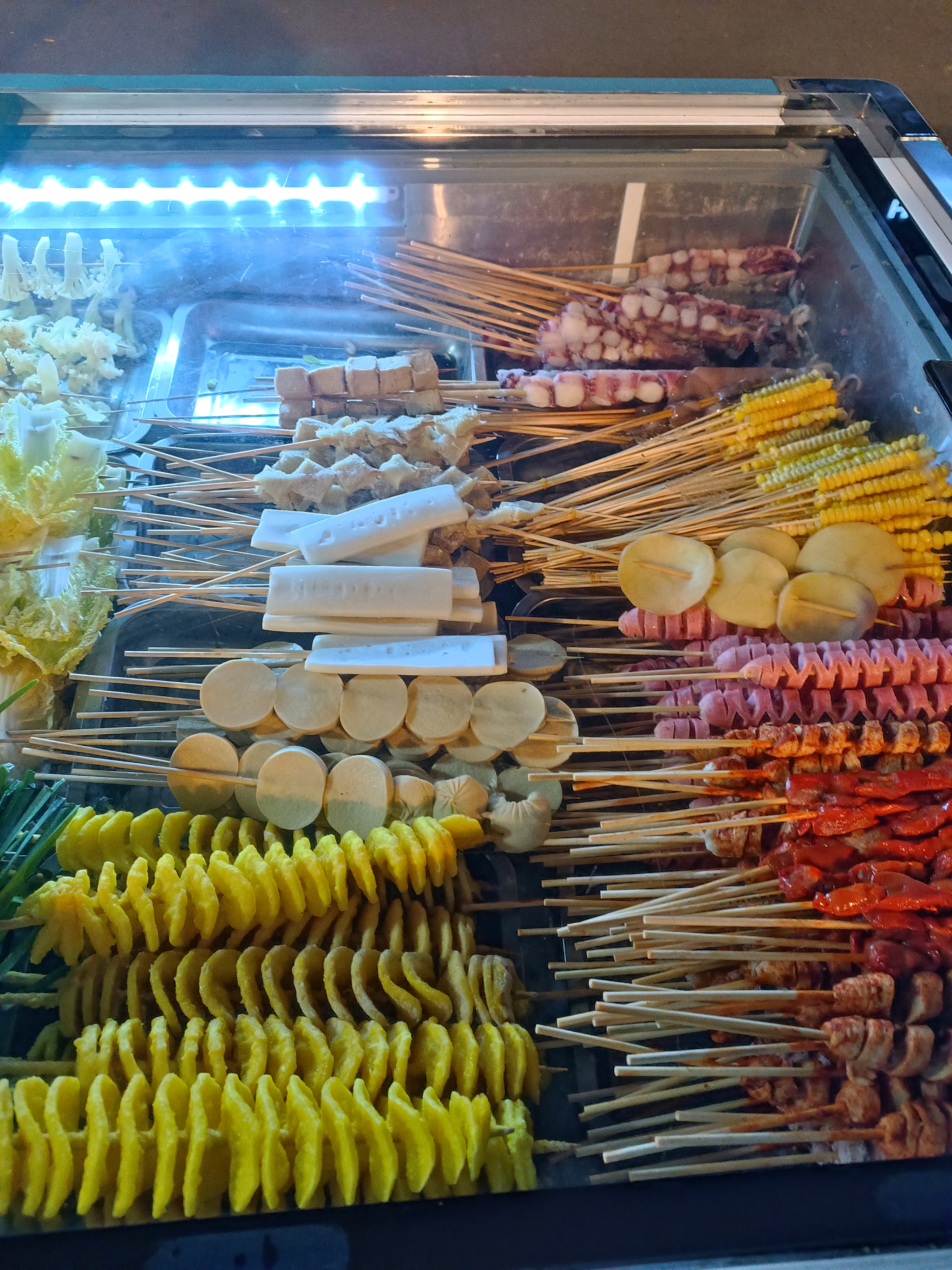 Deferent types of kebabs in Yiwu, China