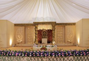 Kalyana Mandapam. A traditional-looking Kerala wedding stage with decorations. 