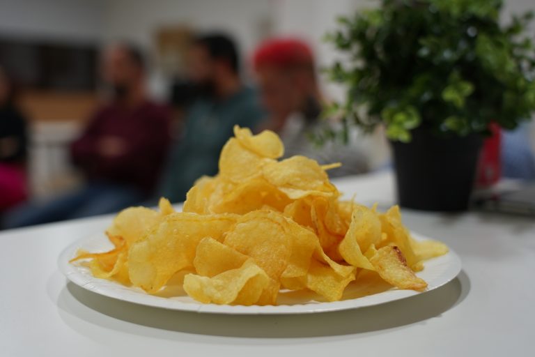 Plate full of chips.