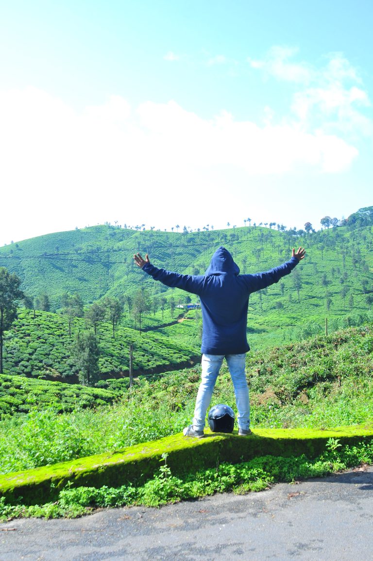 “A rider is enjoying the scenic view.”