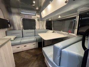 Dinette and couch in an RV/Caravan