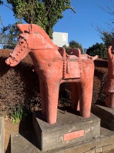 千葉県芝山町　芝山はにわ道の馬の埴輪　/　Haniwa Haniwa Horse Terra-cotta Tomb Figures on Shibayama Haniwa Road, Shibayama Town, Chiba Prefecture, Japan