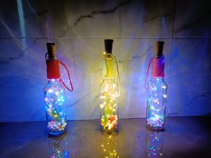 Colorful lighting bottles and used for decorating the place. It is portable and can take from one place to another. 