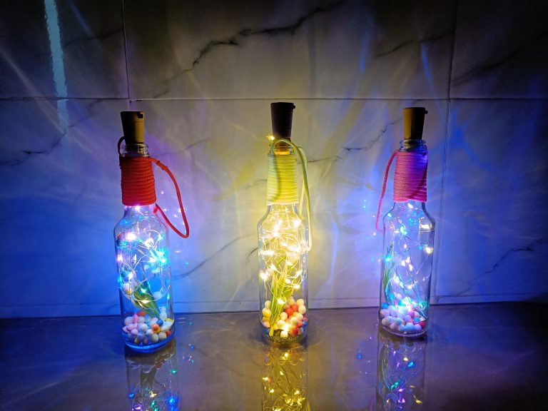 Colorful lighting bottles and used for decorating the place. It is portable and can take from one place to another.