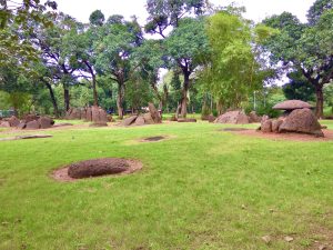 A long view of a prehistoric Megalith burial site in the evening. From Thrissur, Kozhikode.