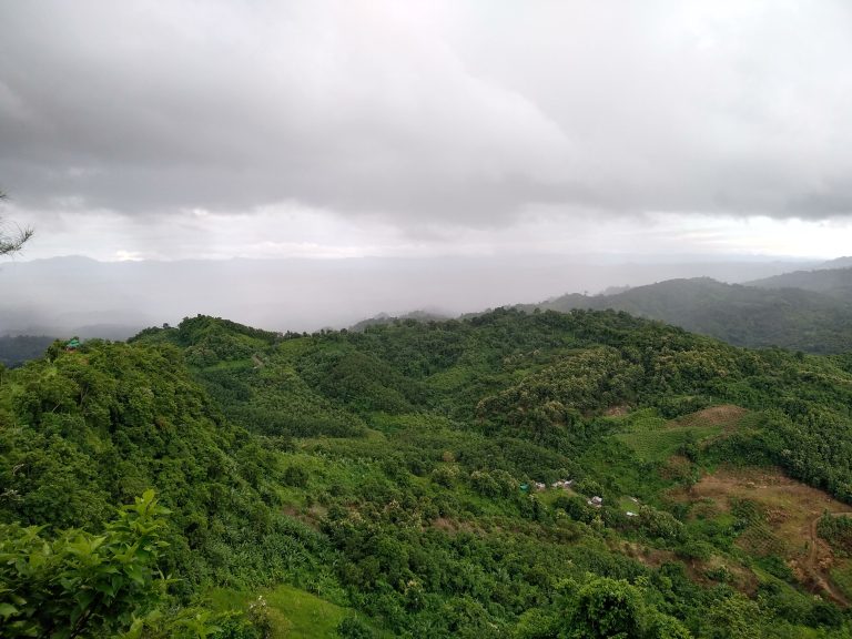 Bandarban tropical green mountain forest with cloudy sky