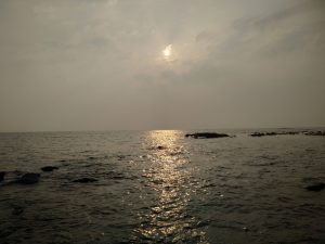 View larger photo:  A sunny day at Saint Martin island, Bangladesh, with the ocean glistening under the sun.