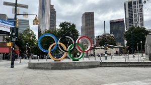 Olympic Rings statue located in Centennial Olympic Park (Atlanta, Georgia)