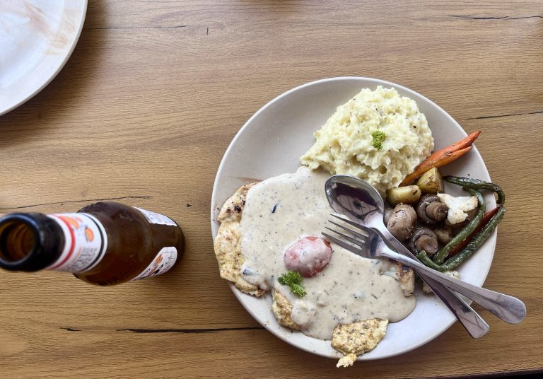 Tasty Steak Breakfast with Beer in Goa.