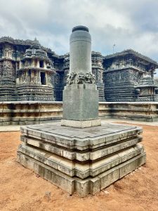 A pillar with manuscripts, a 12 century monument. From Hoysaleshwara Temple Complex, Halebeedu, Hassan District, Karnataka. 