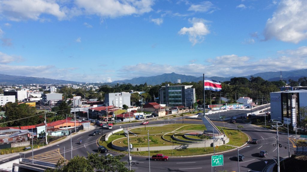 Drone view of a roundabout, rotonda de la bandera, san josé, costa rica