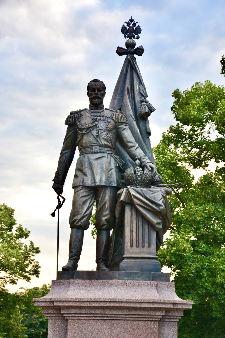 Evening view of Monument to Tsar Nicholas II Romanov. Belgrade, Serbia.