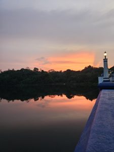 Evening sky and lamp post. Peechi dam, thrissur kerala. 