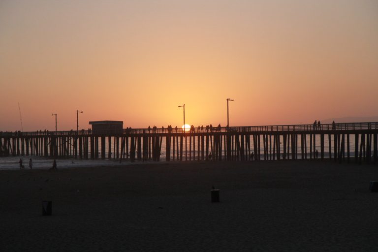 Pismo Pier in California at sunset