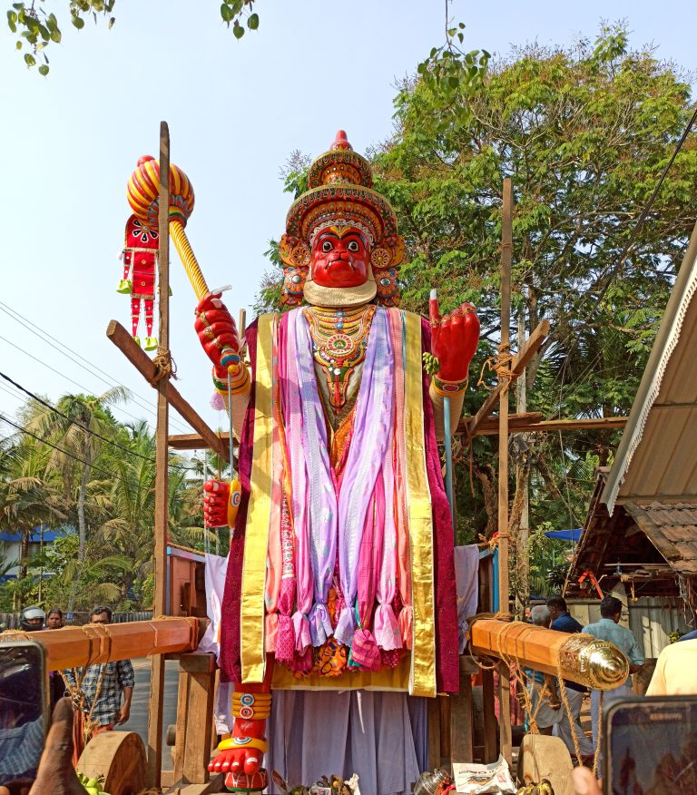 Hanuman float was part of a temple festival.