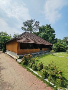 Side view of a vintage home & garden. Now a memorial for O V Vijayan, a renowned author & cartoonist. Thasarak, Palakkad, Kerala.