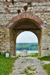 A long view of Sava River & tower from Belgrade Fortresses, Serbia.