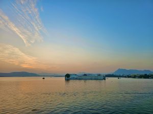 Observing the sunset over Lake Pichola in Udaipur, Rajasthan.